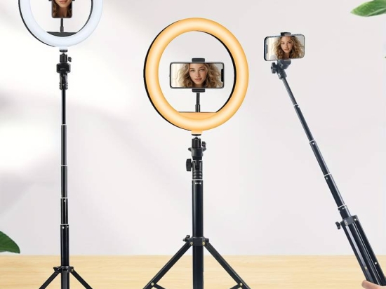 Support De Téléphone, 10" Selfie Ring Light Avec Trépied Réglable De 52,3"