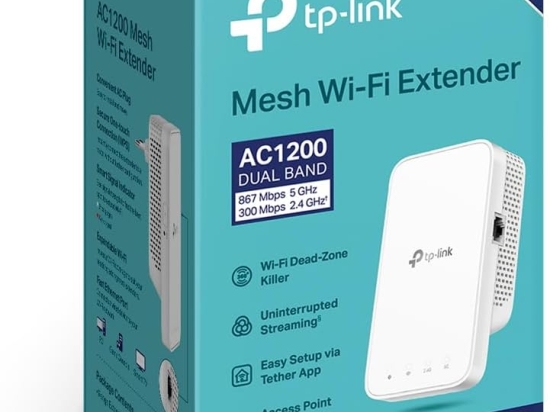 TP-Link Répéteur WiFi RE330 Amplificateur WiFi AC1200 Mbps,WiFi Extender jusqu'à 120㎡, bouton WPS, Play and Plug, répéteur wifi puissant avec un port Ethernet,Compatible avec toutes les box internet