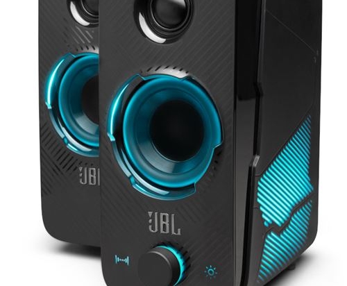 JBL Quantum Duo - Haut-parleurs - pour PC - sans fil - Bluetooth - 20 Watt (Totale) - 2 voies - noir