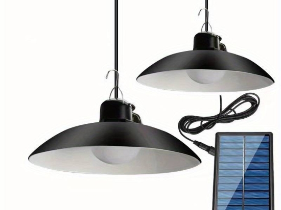 1 suspension solaire à double tête, Lampe d’abri à énergie solaire avec télécommande étanche IP65, luminaire pour l’extérieur et l’intérieur - Lumière blanche double