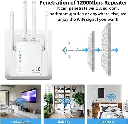 ANDHOT 2023 dernier répéteur WiFi, WiFi Extender, 1200mbps 5ghz / 2.4GHz Double Bande Anti - interférence amplificateur WiFi, répéteur/routeur/Mode AP, amplificateur de Signal。