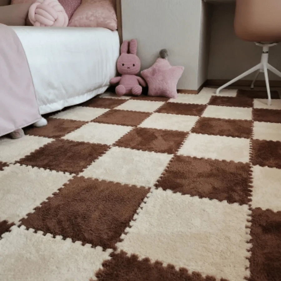 12/36pcs Carreaux De Mousse Emboîtables Puzzle Tapis De Sol En Mousse Tapis De Jeu Pour Bébé Pour Jouer Tapis D'exercice Pour L'entraînement À La Maison Tapis Découpable Lavable 12 × 12 Pouces Café Marron, Tapis Pour Chambre