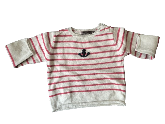 BOUTCHOU pull rouge rayé fille - 12 mois
