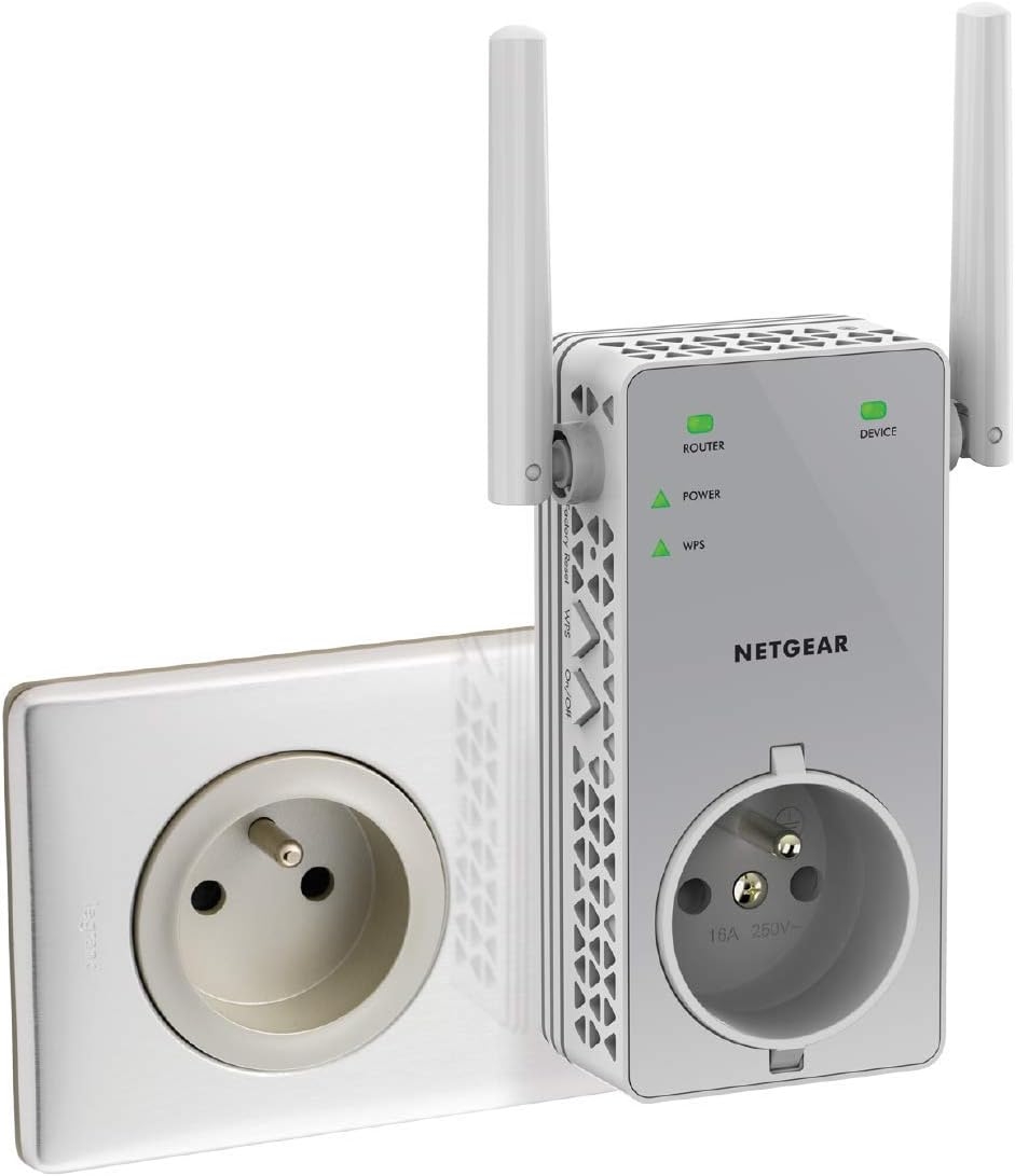 Répéteur WiFi NETGEAR EX3800 AC750 Dual Band + Prise Filtrée Intégrée