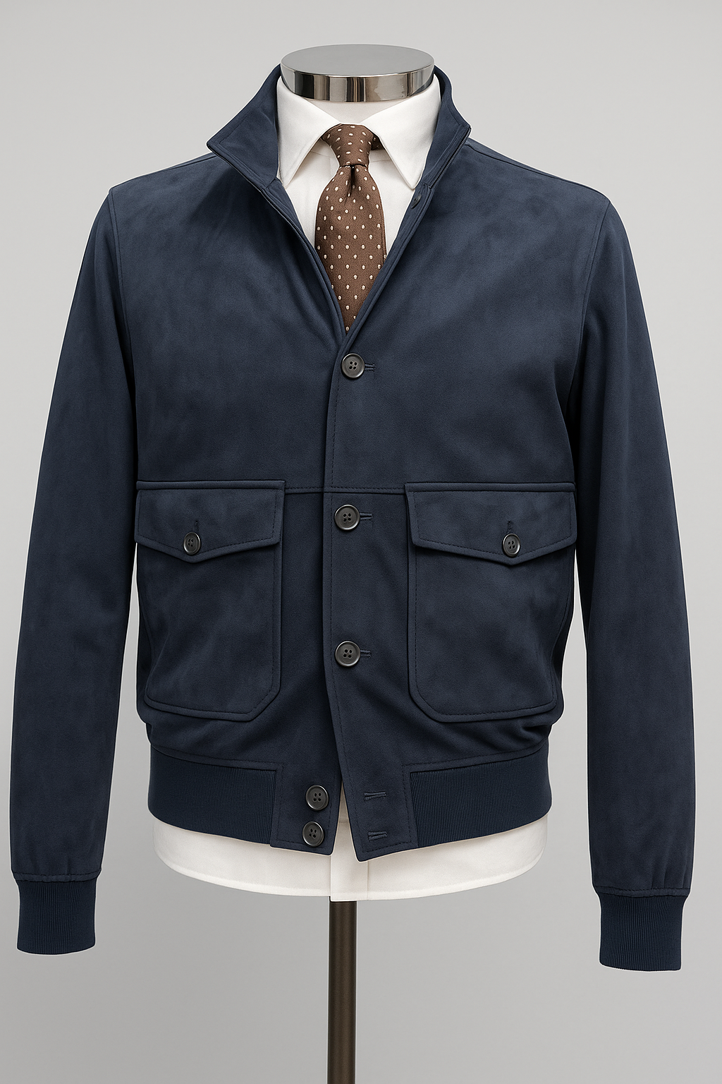 Veste Homme en Fausse Peau de Cerf – Bleu Marine Élégant