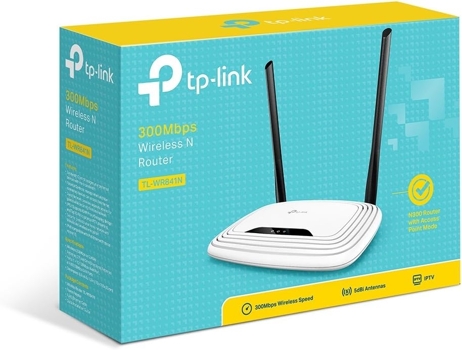 TP-Link Routeur WiFi N300 Vitesse WiFi jusqu'à 300 Mbps, WiFi bande de 2,4GHz, 5 ports (4 ports Ethernet ), 2 antennes externes, Contrôle parental, QoS, TL-WR841N Blanc, single band