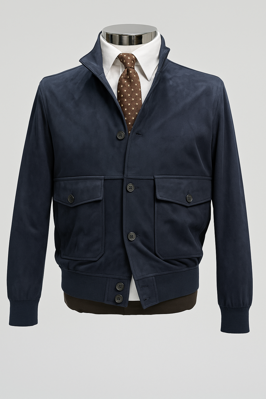 Veste Homme en Fausse Peau de Cerf – Bleu Marine Élégant