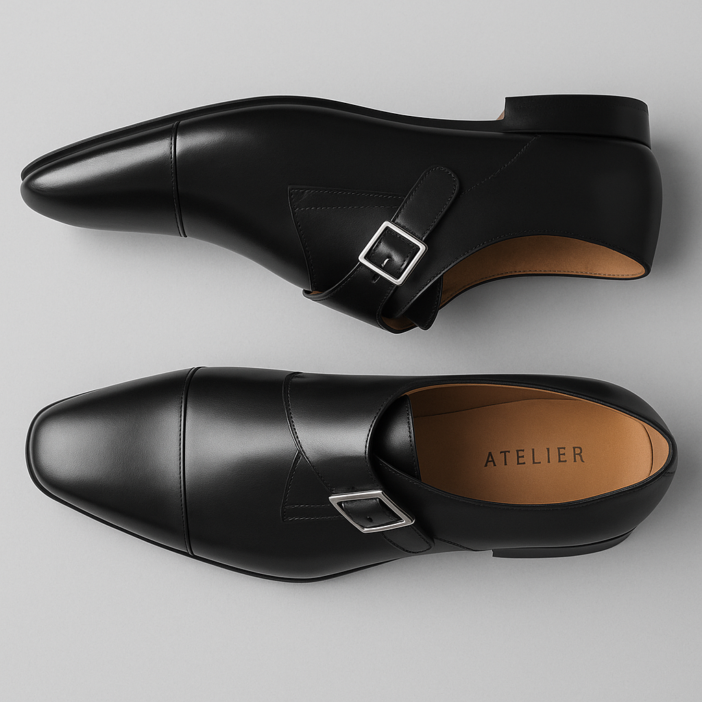 Chaussures Monk Strap en cuir noir – Atelier