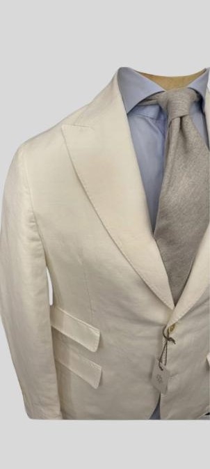 Veste Eleventy en coton et lin – Couleur crème – Taille 46