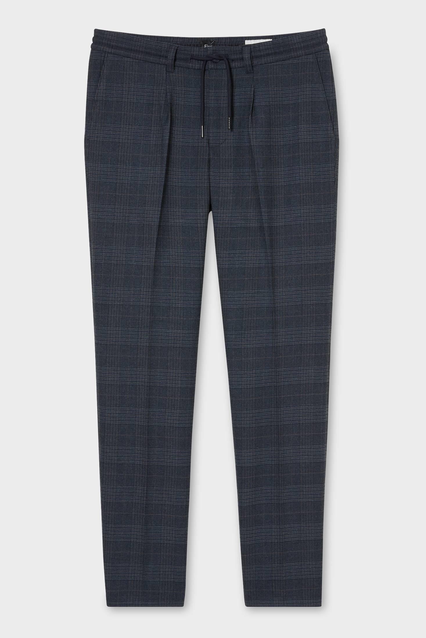 Pantalon – Tapered Fit – Flex – Matière Recyclée – À Carreaux Gris Foncé Homme | Pantalons C&A