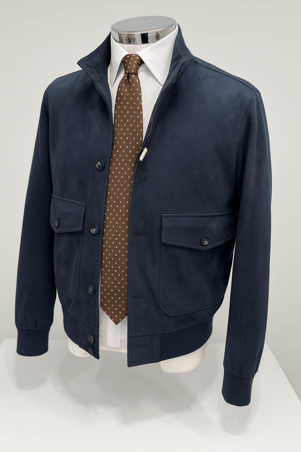 Veste Homme en Fausse Peau de Cerf – Bleu Marine Élégant