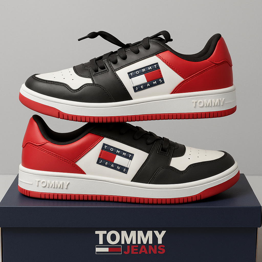 Sneakers Tommy Jeans Homme – Noir, Blanc et Rouge
