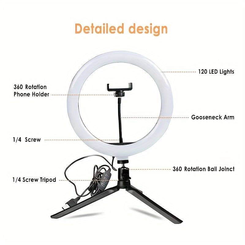 10 Pouces Anneau Remplir La Lumière, Téléphone Portable Lumière De Beauté, Diffusion En Direct Lumière Avec Support