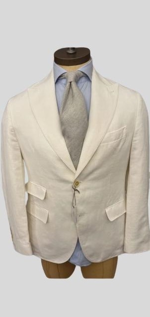 Veste Eleventy en coton et lin – Couleur crème – Taille 46