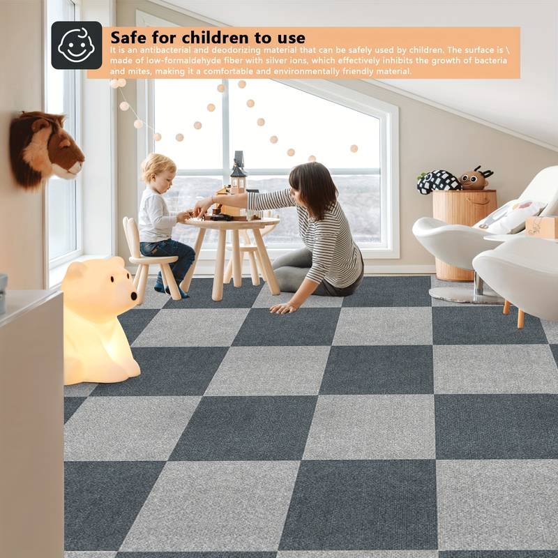 6/20pcs Autocollant De Tapis De Sol De Bureau Antidérapant, Autocollant De Tapis Carré Résistant Aux Taches Et Auto-adhésif, Tapis Carré DIY Lavable En Machine, Décoration Intérieure, Décoration De Chambre