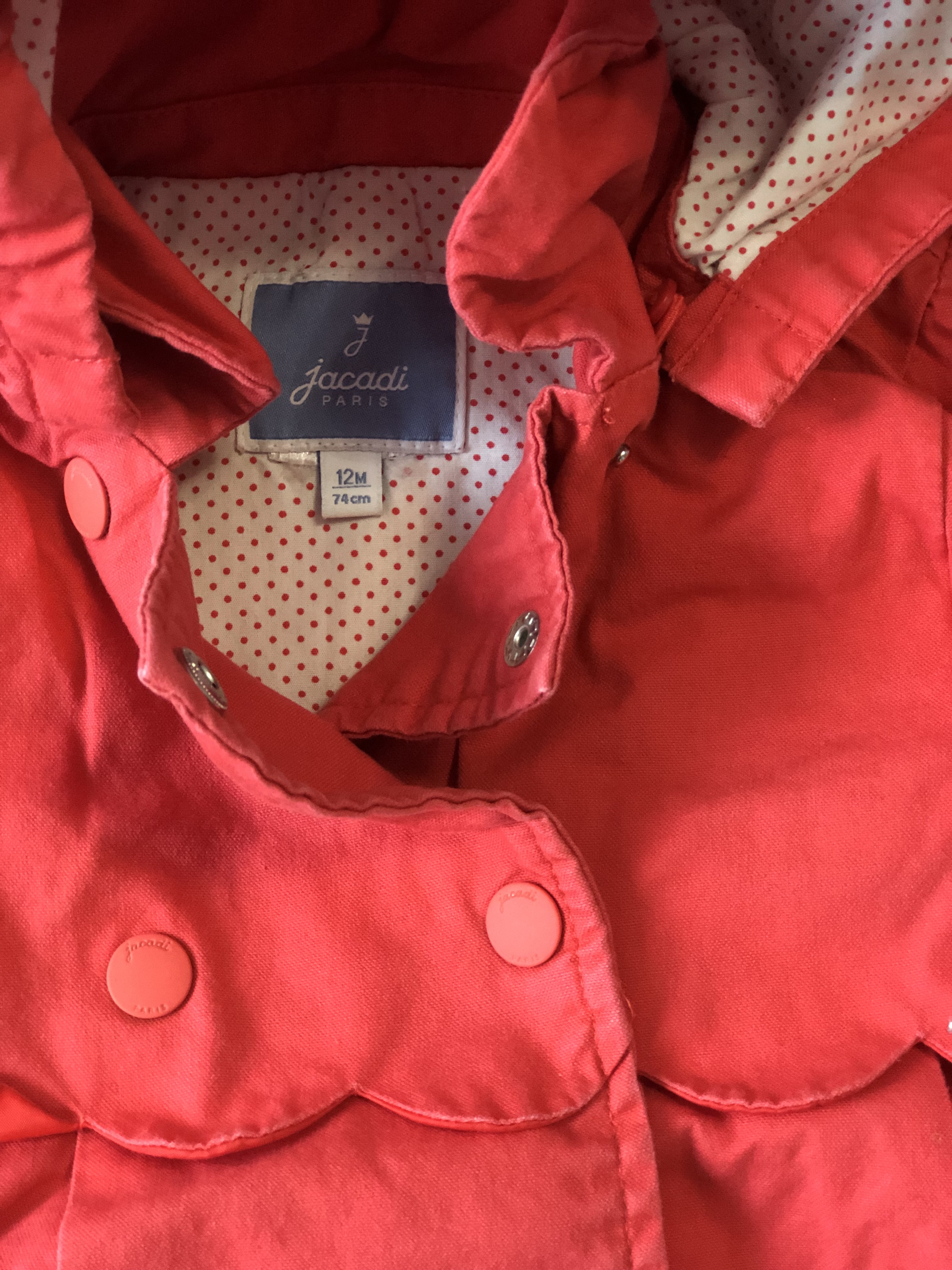 Jacadi - parka rouge - bébé fille 12 mois
