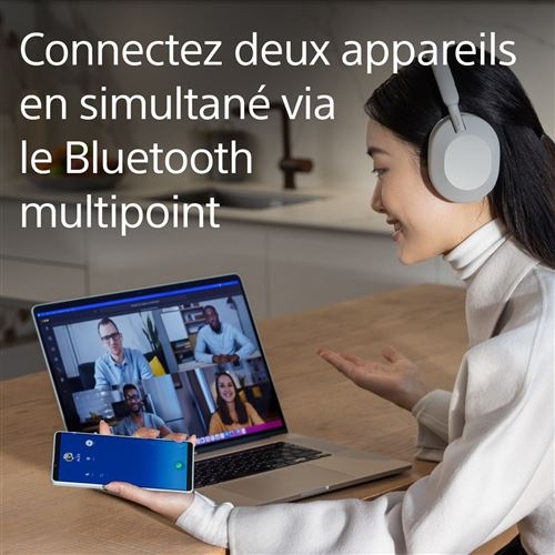 Casque audio à réduction de bruit Bluetooth Sony WH1000XM5 Argent