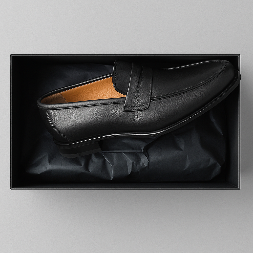 Mocassins en cuir noir prestige