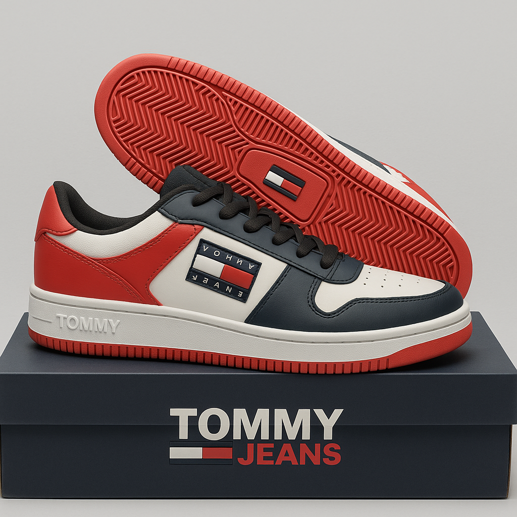 Sneakers Tommy Jeans Homme – Noir, Blanc et Rouge