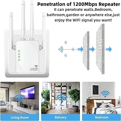 ANDHOT 2023 dernier répéteur WiFi, WiFi Extender, 1200mbps 5ghz / 2.4GHz Double Bande Anti - interférence amplificateur WiFi, répéteur/routeur/Mode AP, amplificateur de Signal。