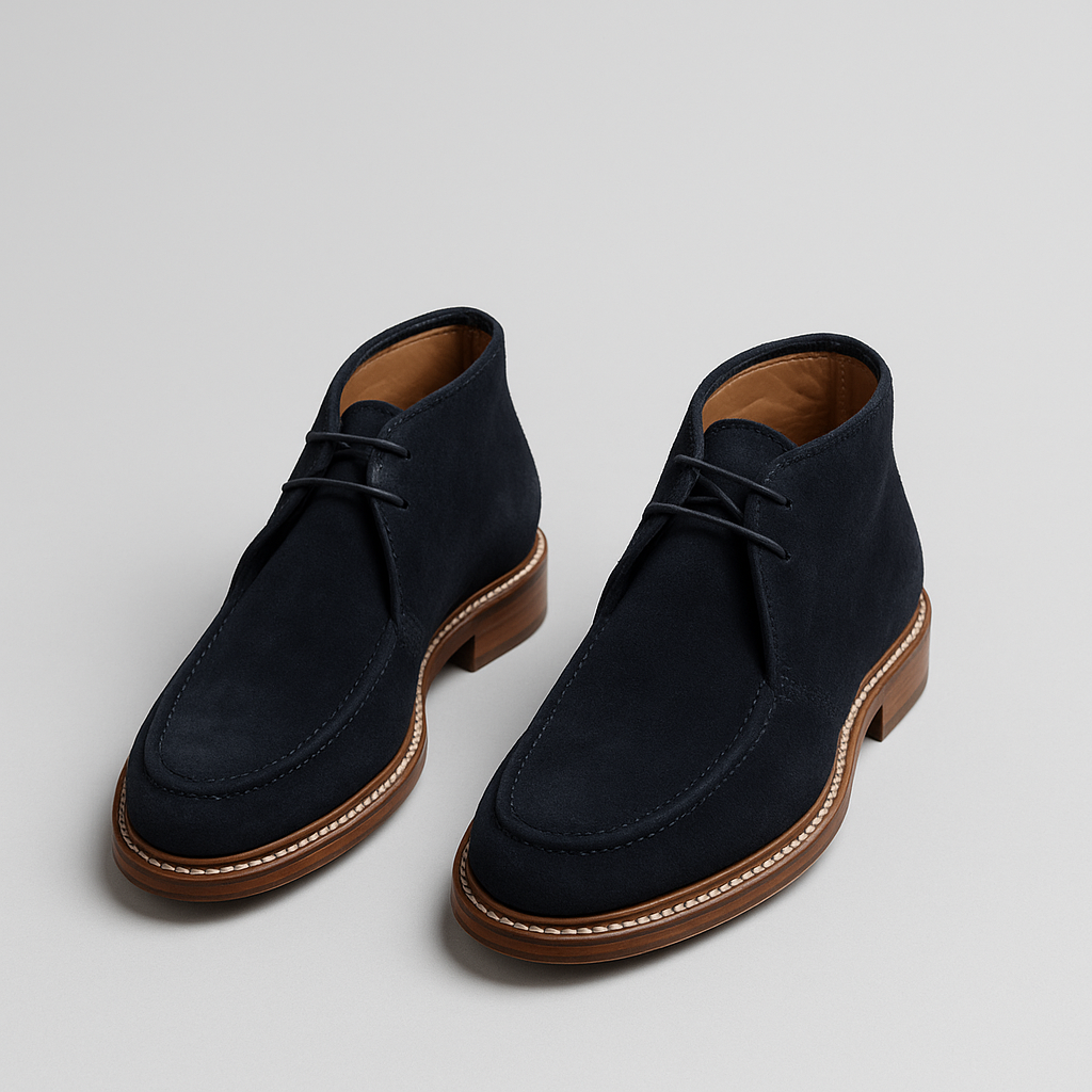 Chaussures montantes en daim bleu marine
