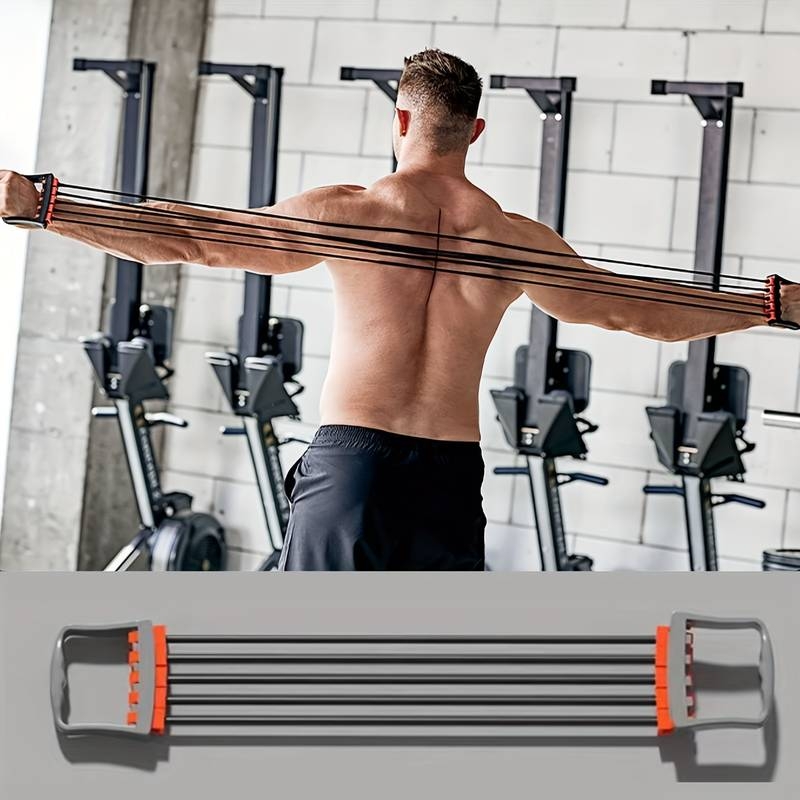1pc 5-tube Bandes De Résistance, Entraîneur De Muscle De Poitrine, Écarteur De Poitrine, Entraîneur De Force De Bras Réglable, Bande De Résistance D'exercice Pour L'entraînement Musculaire, La Musculation Et L'entraînement De Force