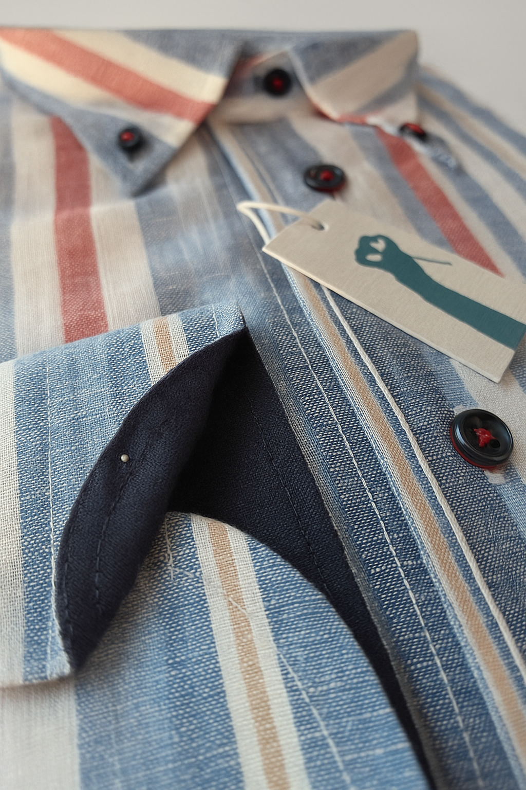 Chemise en Lin à rayures.  Taille M/L : Neuf avec étiquette