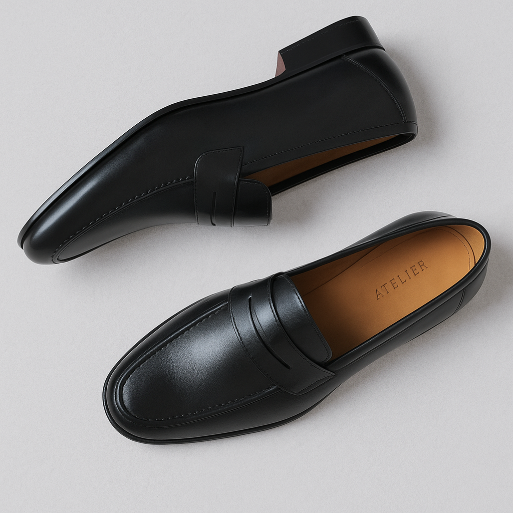 Mocassins en cuir noir prestige