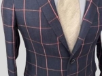 Veste bleue à rayures rouges en pur lin – Gutteridge – Taille 46
