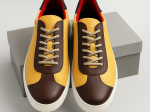 Baskets en cuir jaune et marron