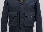 Veste Homme en Fausse Peau de Cerf – Bleu Marine Élégant