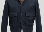 Veste Homme en Fausse Peau de Cerf – Bleu Marine Élégant