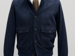 Veste Homme en Fausse Peau de Cerf – Bleu Marine Élégant