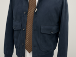 Veste Homme en Fausse Peau de Cerf – Bleu Marine Élégant