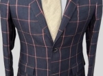 Veste bleue à rayures rouges en pur lin – Gutteridge – Taille 46