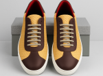 Baskets en cuir jaune et marron