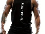 Débardeur Pour Hommes, ''JUST GYM'' Imprimé, Chemise Confortable Sans Manches Pour Courir, Entraînement, Gym