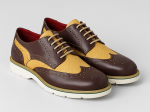 Chaussures derby tressées bicolores en cuir marron et beige