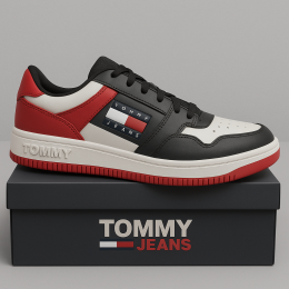 Sneakers Tommy Jeans Homme – Noir, Blanc et Rouge