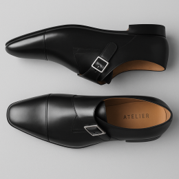 Chaussures Monk Strap en cuir noir – Atelier
