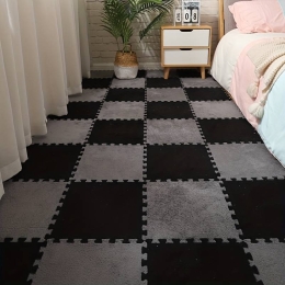 12pcs Tapis En Mousse À Emboîtement, Carreaux De Tapis Moelleux, Tapis De Sol En Peluche, Tapis De Jeu Doux, Tapis De Puzzle Anti-dérapant Et Anti-chute